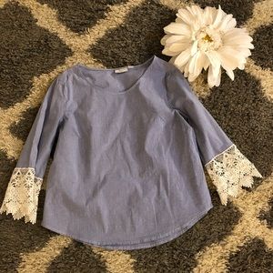 Ny & Co. Striped Top with Lace Sleeves